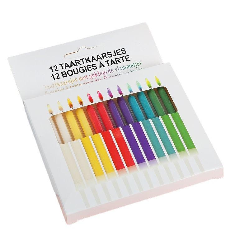 Colorful Flame Birthday Cake Candles Korean Ins Dessert Baking 6 Packs Colorful Creative Holiday Party