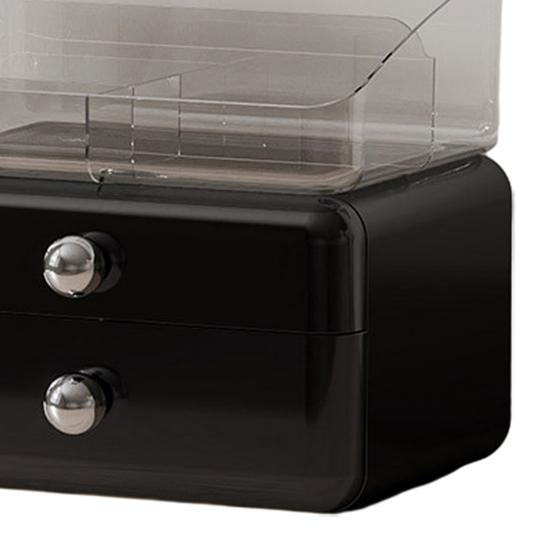 Desktop Cosmetics Storage Box Large Capacity Cosmetic Organizer with 2 Drawers Removable Multi-Compartment Box Makeup Organizer for Dresser