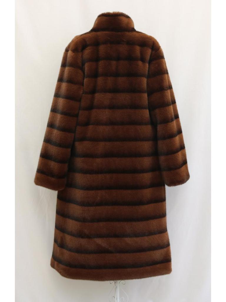 Dámský retro dlouhý kabát z umělé norkové kožešiny – Zimní ležérní teplý větrovka