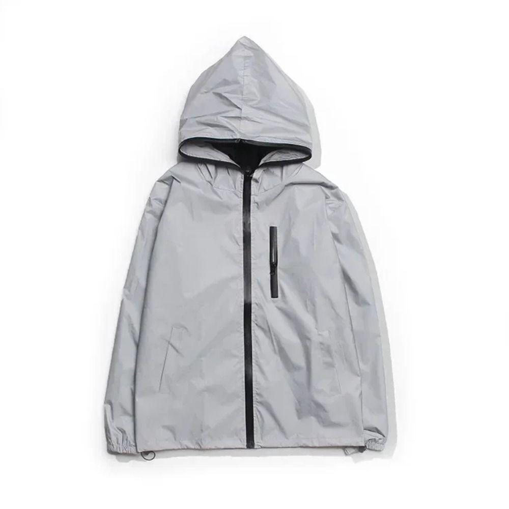 Spring/Autumn Reflective Jackets with Chest Pocket Reflective Windbreaker  Outdoor Hiking