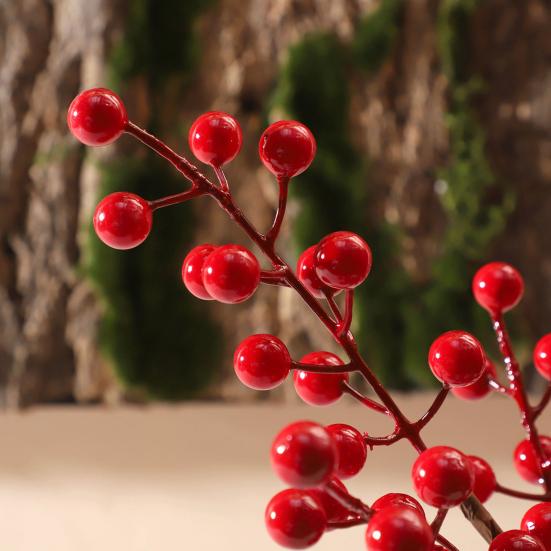 Simulation Red Fruit Non-fading DIY Lightweight Ornamental Fake Foam Red Fruit Plant Branch for Garden