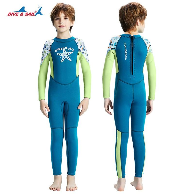 Kids 2.5mm Neoprene Wetsuit Diving Snorkeling Surfing Warm Fullsuit Long Sleeve Boys Winter Fall