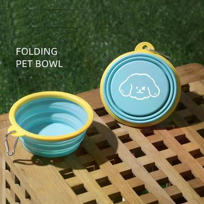 350ml Foldable Dog Bowl - Portable Travel Pet Food And Water Bowl With Hook Clamp, Foldable Feeding Plate, For Dogs And Cats