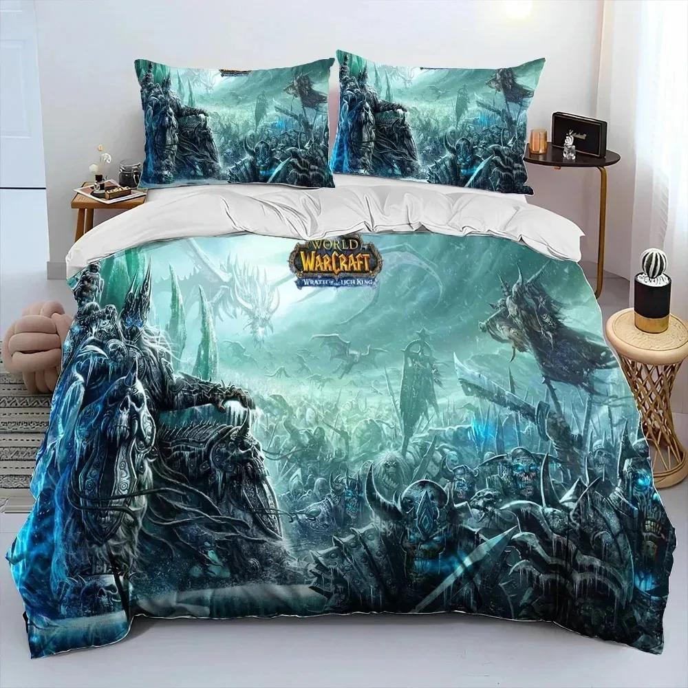 Joc de imprimare 3D World Warcraft WOW Set de lenjerie de pat Husă de pilotă Set de pat Husă de pilota Față de pernă Consolator King Queen Size Băieți Adult