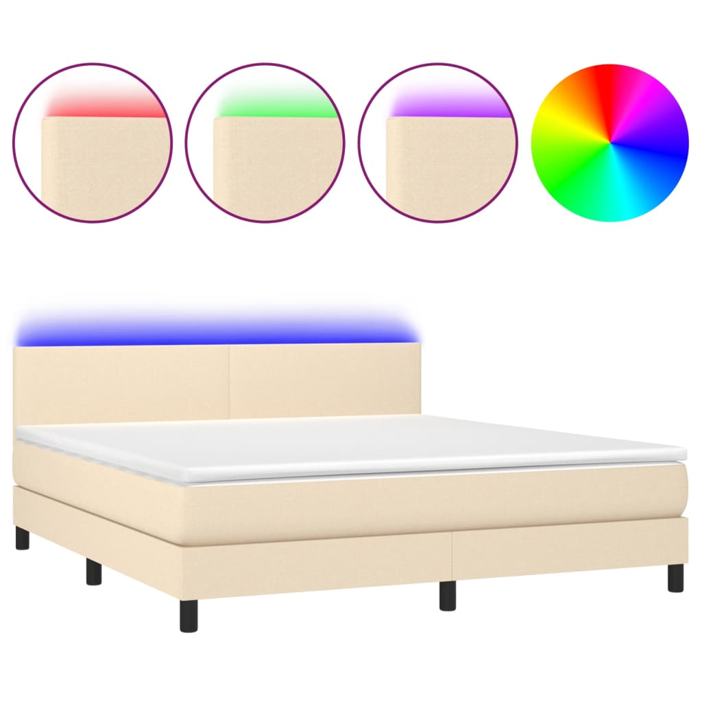 Vidaxl Continental Bed With Mattress, Cream, 160X200 Cm, Fabric