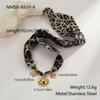 GEMCHIC Women's Leopard Print Silk Scarf Necklace with Sun Cross Tree Charms Stainless Steel Choker