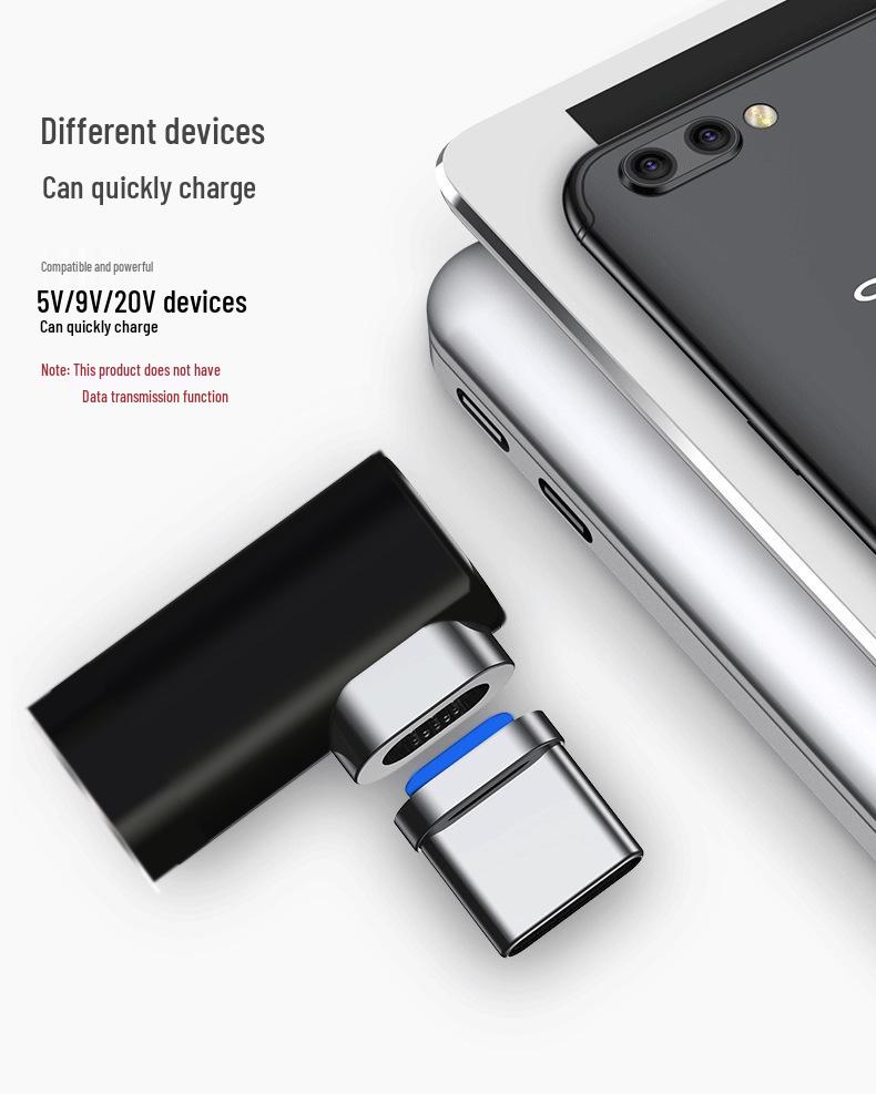 Exclusive L-shaped 100W Magnetic Type-C Male to Female Adapter Charger