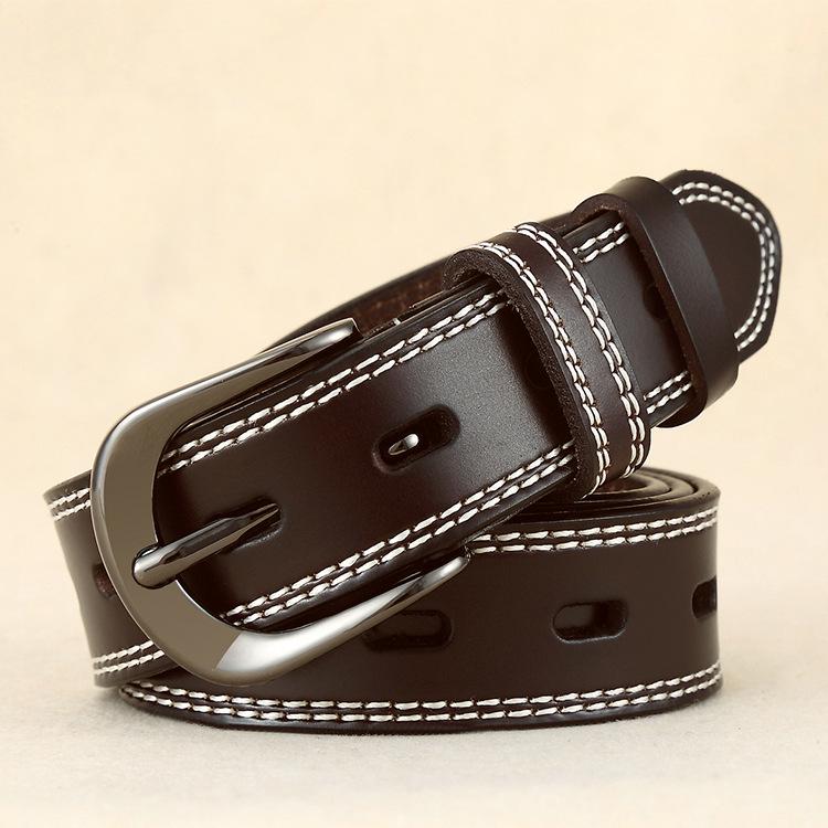 Hollow Leather Belt Women'S Casual Pure Cowhide Pin Buckle Belt Wide With Jeans Spring And Autumn