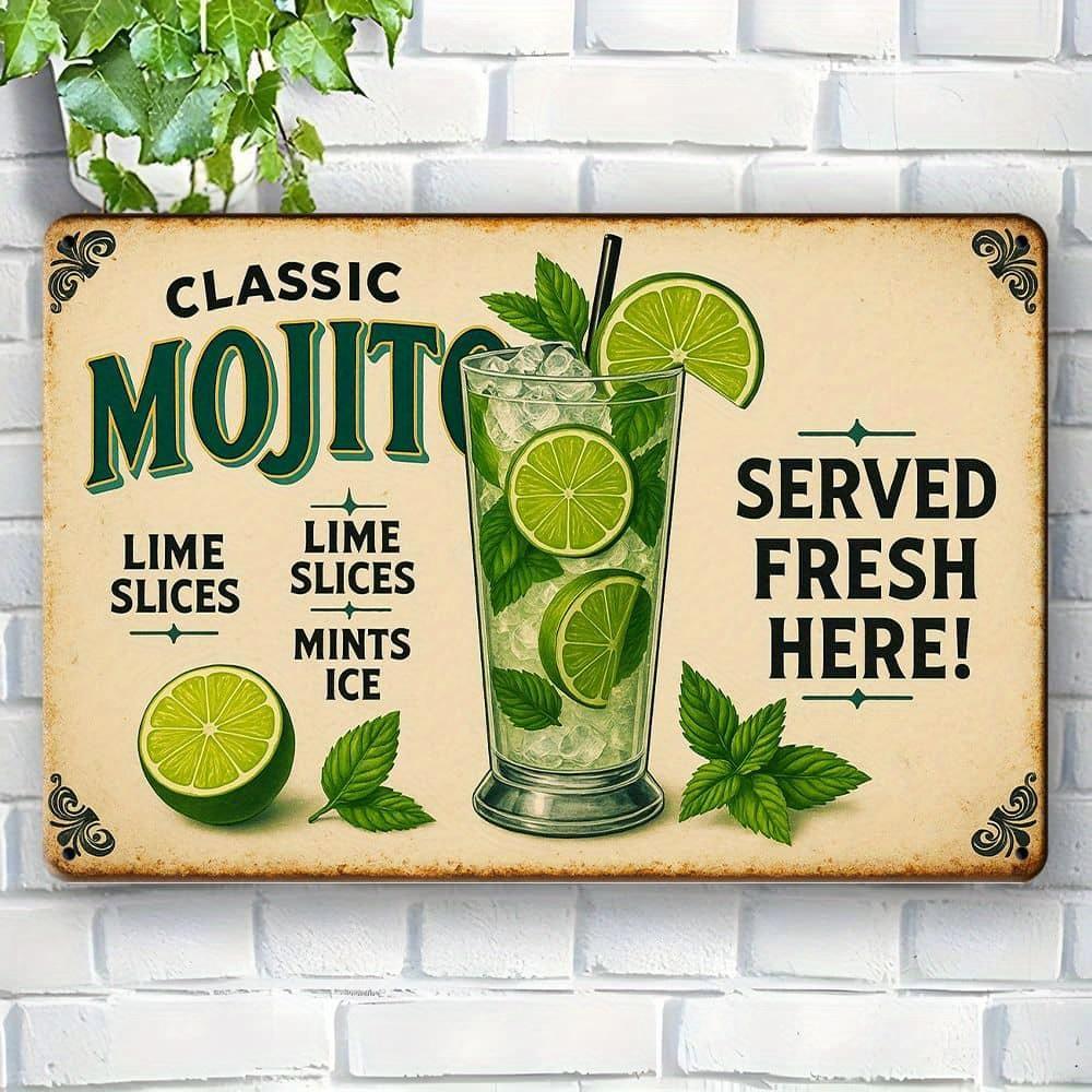 

Classic Mojito Metal Sign - Vintage Cocktail Decor for Bar & Cafe Walls чистый