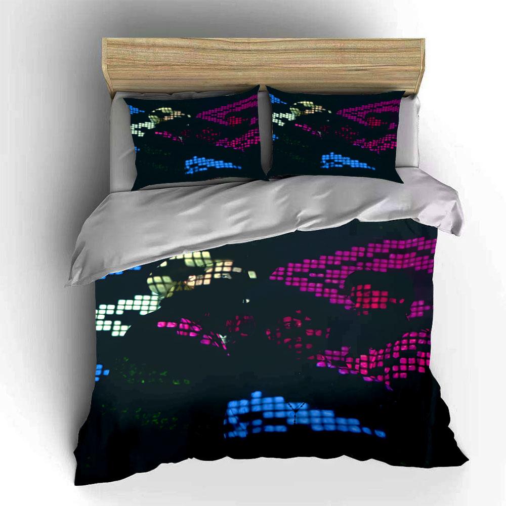 "Colorful Light Projection Set" Bedding Set with 1 Duvet Cover 2 Pillowcases Single Double King Queen, Gift
