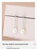 S925 Sterling Silver Pearl Earrings with Rhinestones - Elegant Hong Kong Style Luxury Earring Drops