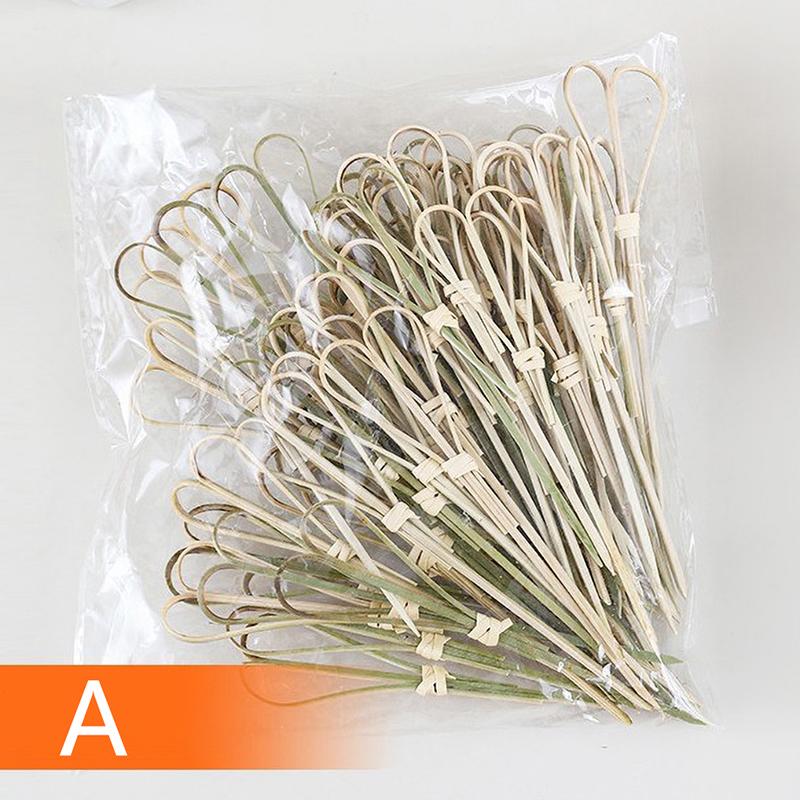 100Pcs/Bag Party Disposable Tableware Cocktail Knotted Bamboo Pick Fruit Skewers