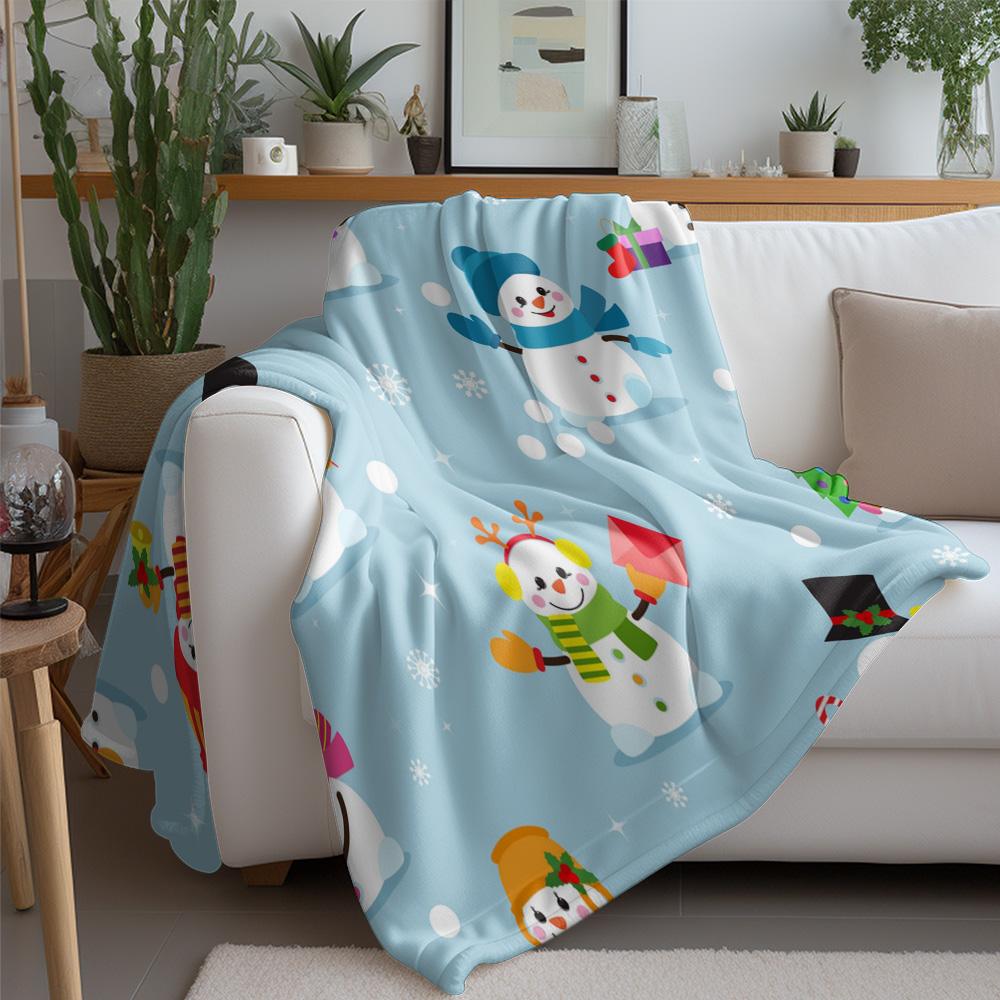 Snowflake Christmas Blanket Cozy Flannel Throw Winter Warm Festive Holiday Decor Gift Home Bedroom Dorm