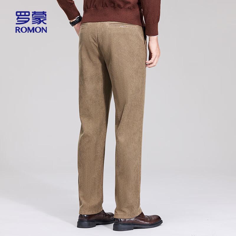 ROMON Men's Thickened Warm Straight-Leg Corduroy Casual Pants