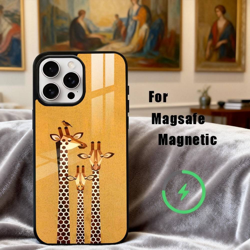 Towering Giraffe Art Phone Case For iPhone17,16,15,14,13,12,11 Plus,Pro Max Magnetic For Magsafe Wireless Charging