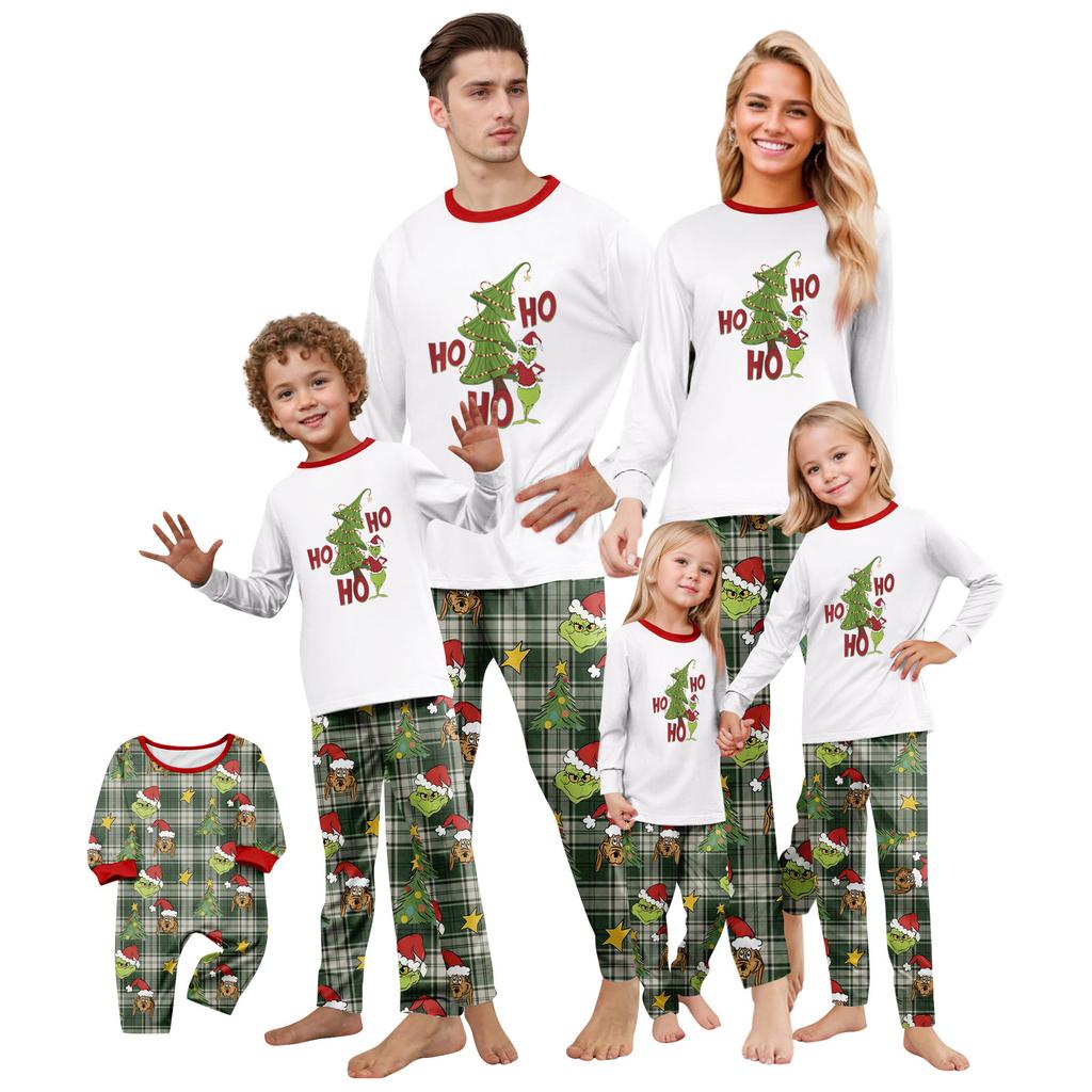 Christmas Print Cute Family Set Pajamas, Home Clothes, Family Set Long Sleeve Top Pants Set