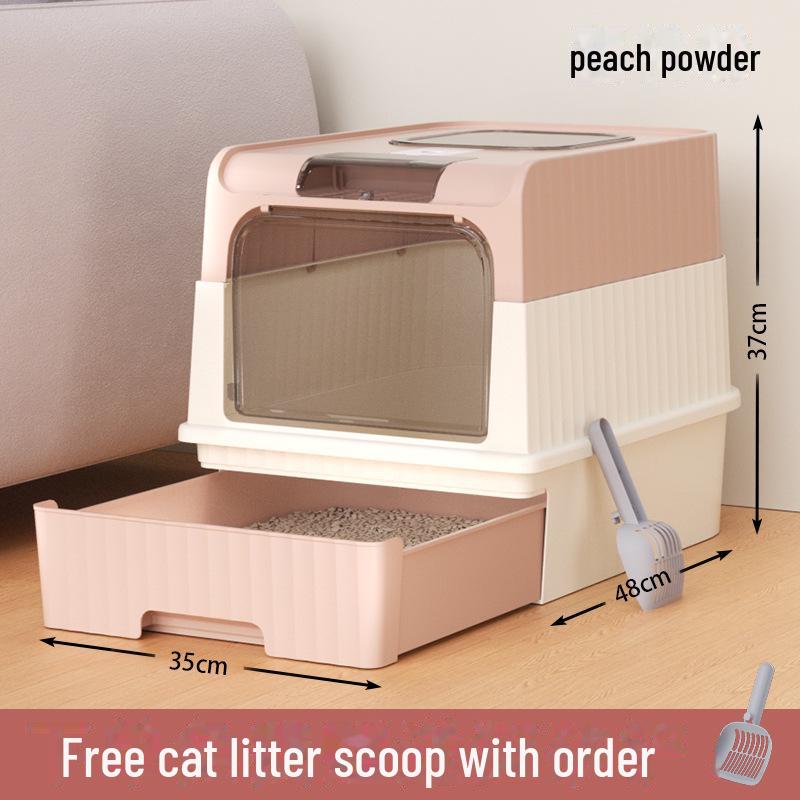 Oversized Drawer-Type Enclosed Cat Litter Box: Splash-Proof, UV-Proof Cat Toilet and Pet Supplies