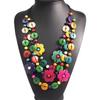 Wood Tassel Colorful Petal Bead Necklace Multi Layer Choker Flower Necklace Women