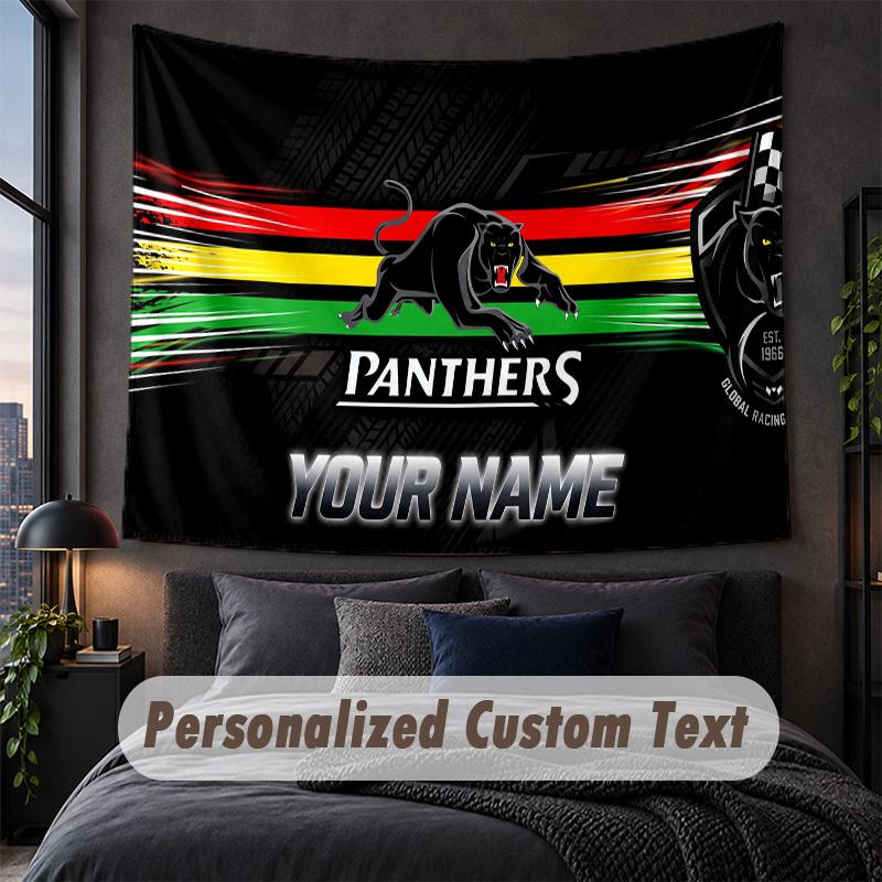 Custom Name Text Tapestry,Penrith Panthers Decorative Wall Hanging, Background Tapestry For Home Bedroom