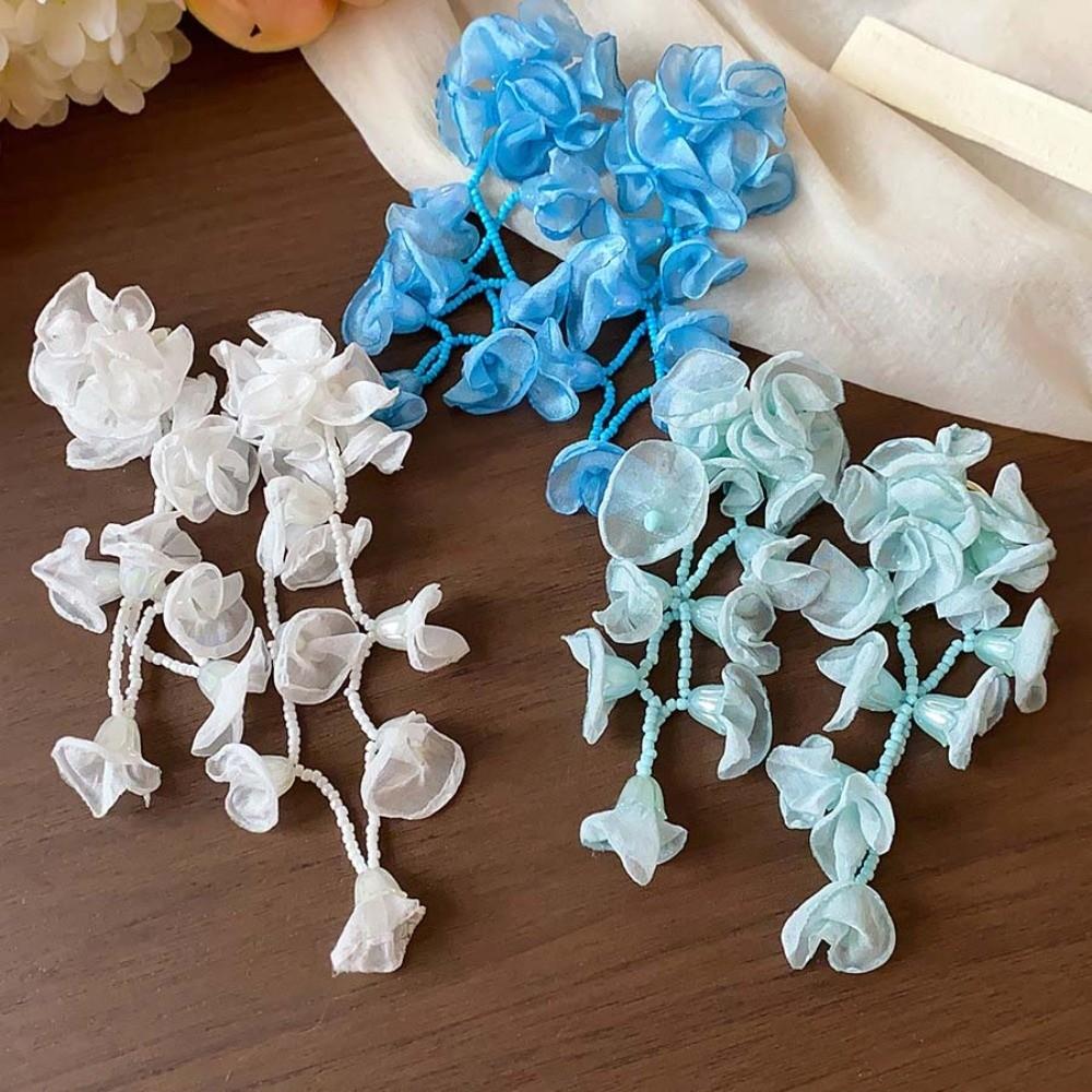 1 pair Bohemian Style Chiffon Flowers Earrings Women Seaside Earrings Festival Ear Accessories