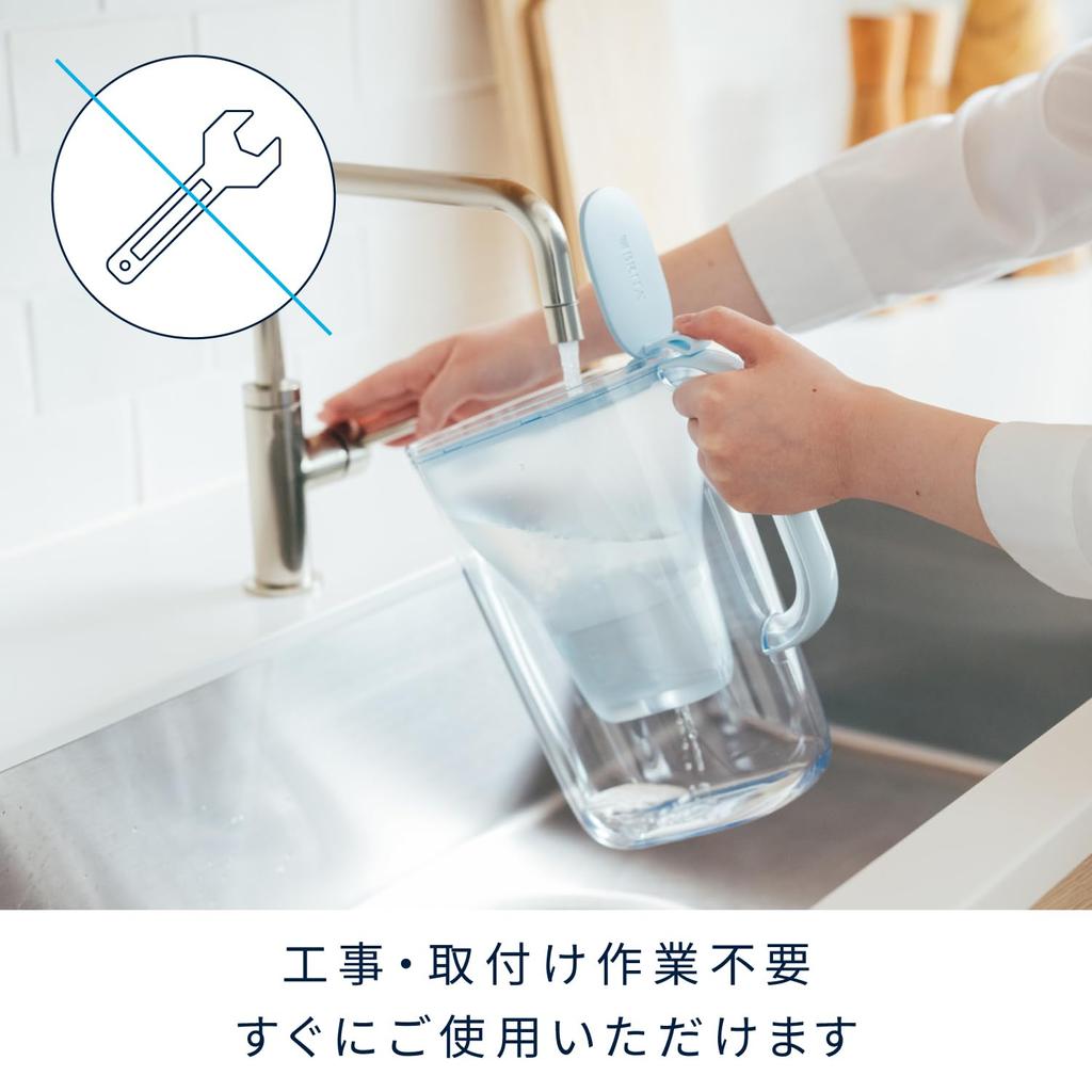 Brita Water Filter, Pitcher Type, PFOS/PFOA Removal Tested, Filtered Water Capacity: 1.15L (Total Capacity: 2.2L) [Genuine Japanese Product] Includes