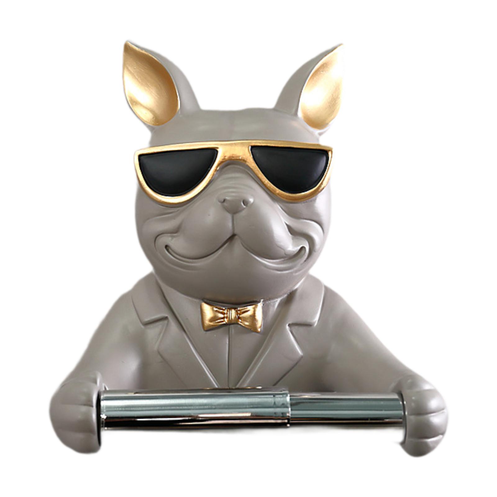 

Paper Holder Dog Sculpture Stable Decoration Practical Tissue Roll Dispenser for Kitchen Home Living Room Bathroom Washroom сірий колір