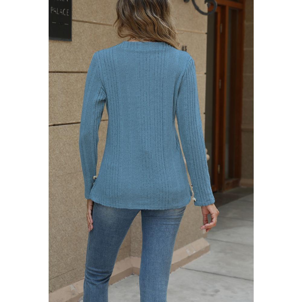 GMXIA Women's Fashion Casual Autumn Winter Solid Color Print Long Sleeve V-Neck Blouses & Shirts