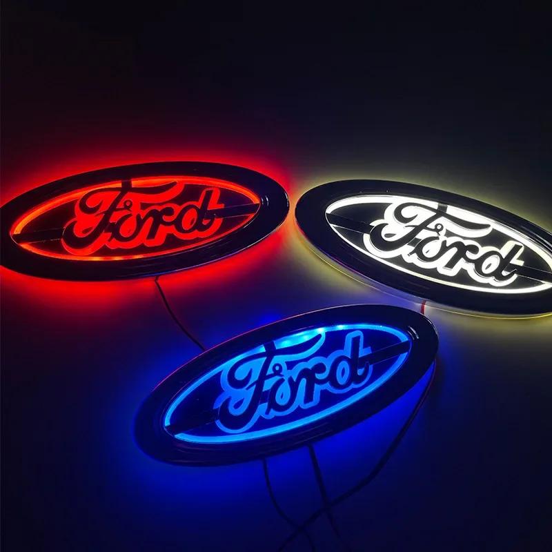 14.5X5.6cm LED Car Logo Emblem Light for Ford Kuga Focus Mondeo Mustang Fusion Mk2 Mk3 Fiesta Mk6 Explorer Badge Accessories
