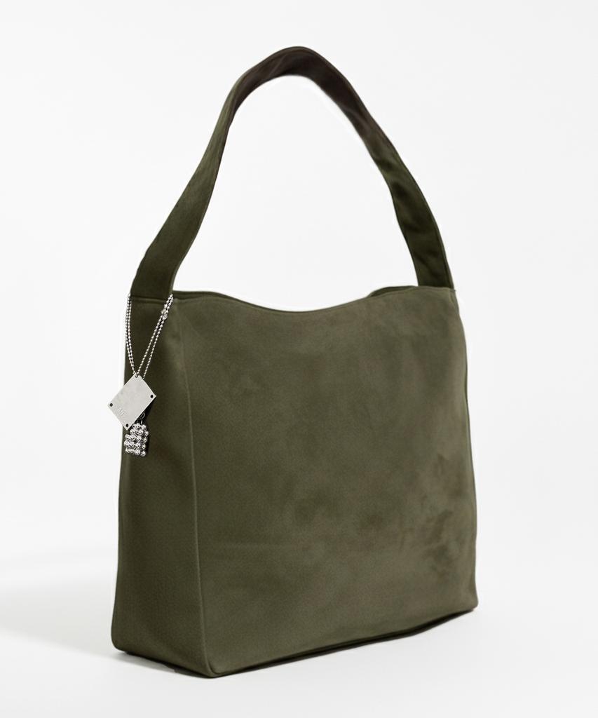 Np Studio Unisex Mellow Suede Hobo Big Shoulder Bag Khaki