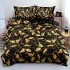 Golden Leaf Three-piece Quilt Cover 3D Digital Printing Bedding Set Premium Luxury Bed Cover