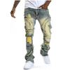 ZYLLO Men Ripped Stacked Jeans Distressed Slim Fit Skinny Straight Leg Jeans Fashion Hip Hop Denim Pants Casual Streetwear