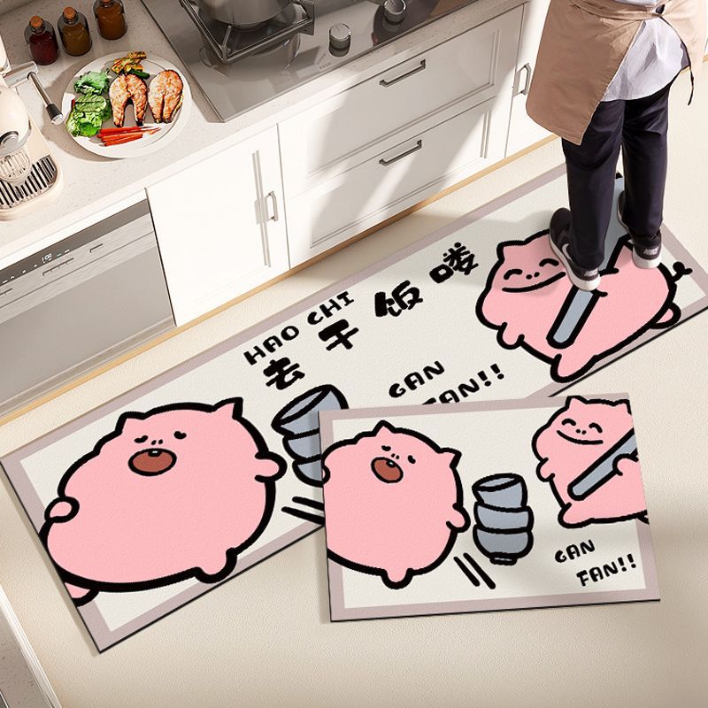 Cartoon Kitchen Floor Mat, Water-absorbing, Dirt-resistant and Non-slip Mat, Household Diatom Mud Floor Mat, Restaurant Bar Floor Mat, Diatom Mud