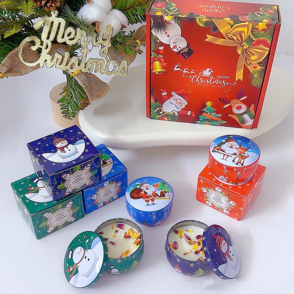 Christmas Candle Gift Box Aromatherapy Candle Set Plant Essential Oil Fragrance Aromatic Candle Holiday Gift