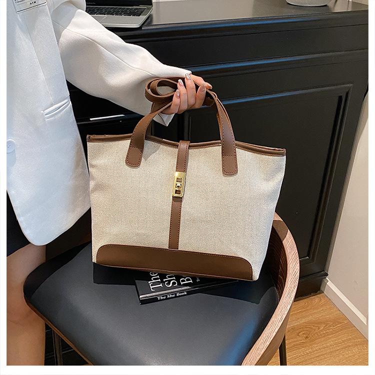 Women's Faux Leather Tote Bag Large Capacity Patchwork Shoulder Work Bag Stylish Office Handbag
