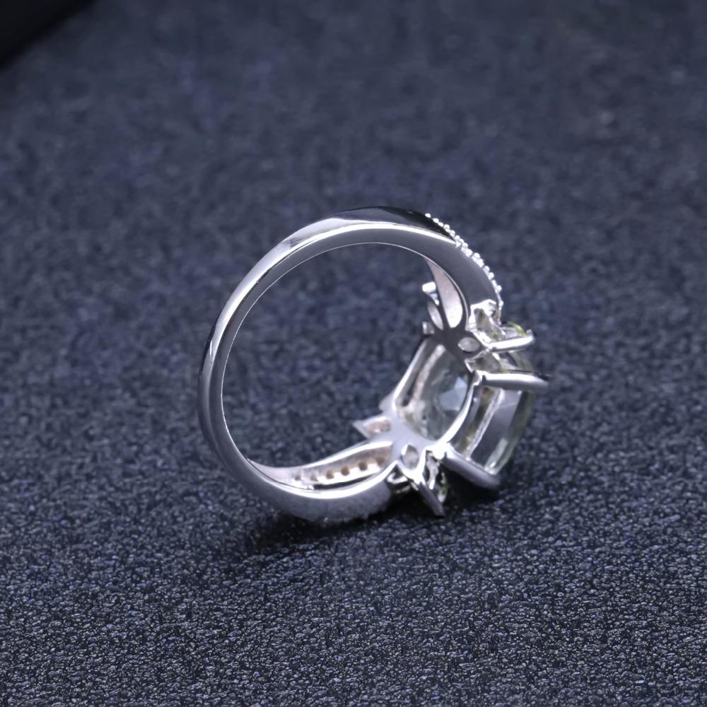 Gb 3 .47ct Natural Green Prasiolite Amethyst Ring 925 Sterling Sliver Wedding Engagement Rings For Women Fine Jewelry