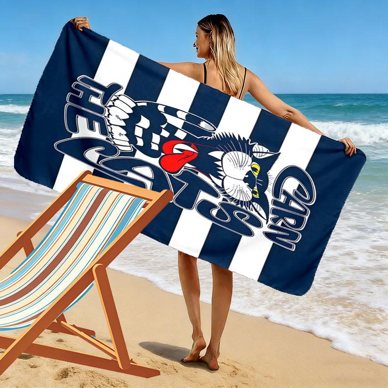 Geelong Cats Edge Print Beach Towel, Large Soft Quick Dry Towel for Beach Camping Swimming