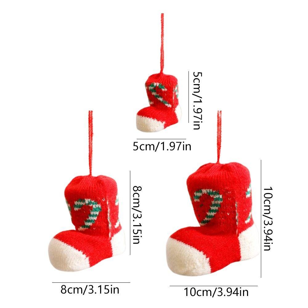 Gestrickter Weihnachts-Stiefel-Anhänger Bunter Weihnachtsbaum-Anhänger Frohe Weihnachten Dekoration