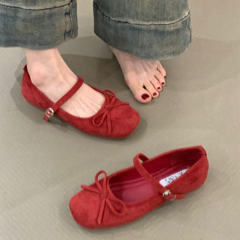 

Women s French Mary Jane Ballet Flats - Spring 2025 Style with Inner Height Increase 40 красный
