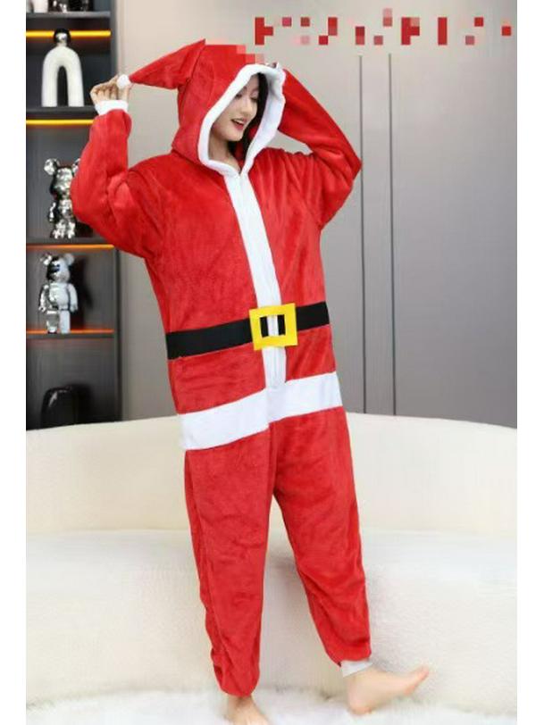 2025 Neuer Stil Weihnachtsmann & Rentier Paar Flanell Weihnachtskostüme für Outdoor-Auftritt & Homewear