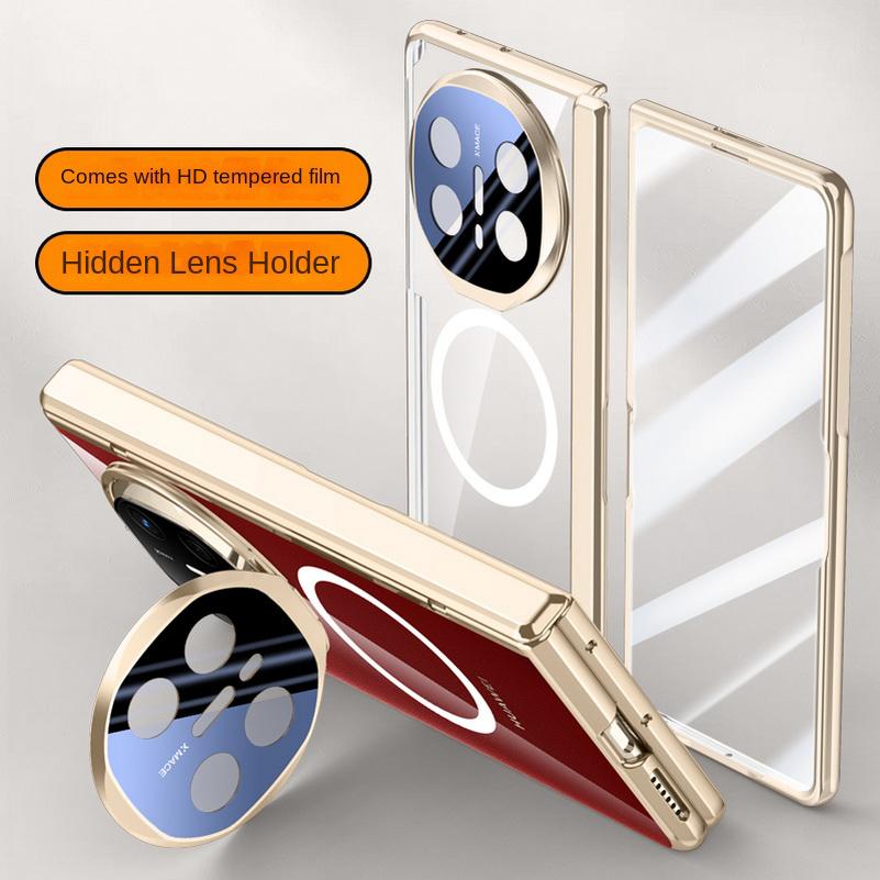Magsafe Magnetic Transparent Privacy Screen Tempered Glass Protector Case For Huawei Mate X6 X5 Spring Hinged Holder Back Cover