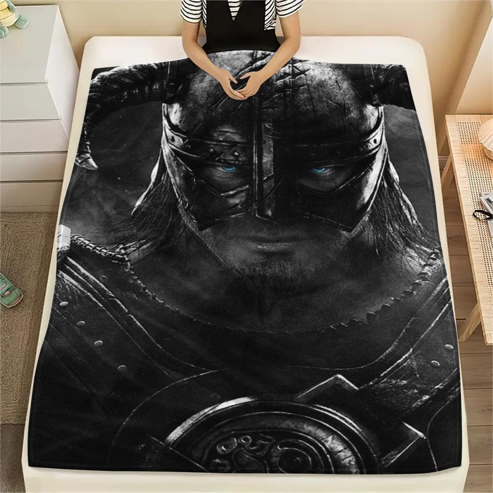 1PC Skyrim Print Flannel Blanket, High quality Comfortable for All Seasons, Home Decor, Warmth and Comfort, Perfect for Christmas Gifts166