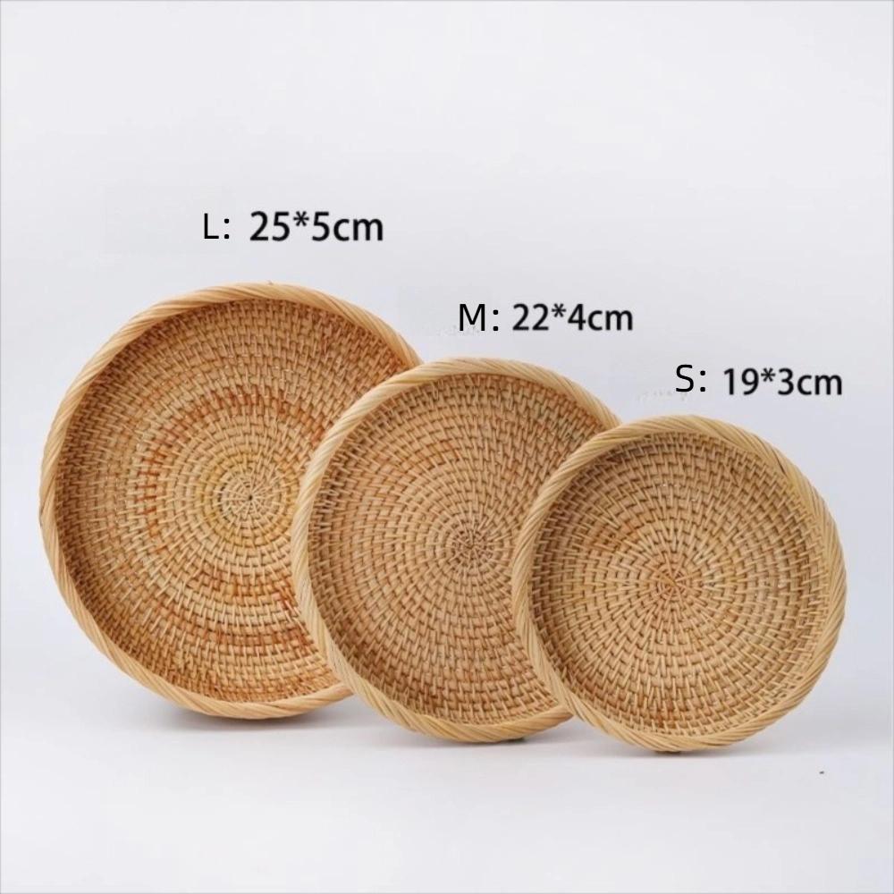 Multipurpose Rattan Storage Tray Round Wicker Basket Handwoven Storage Basket  Snack Presentation