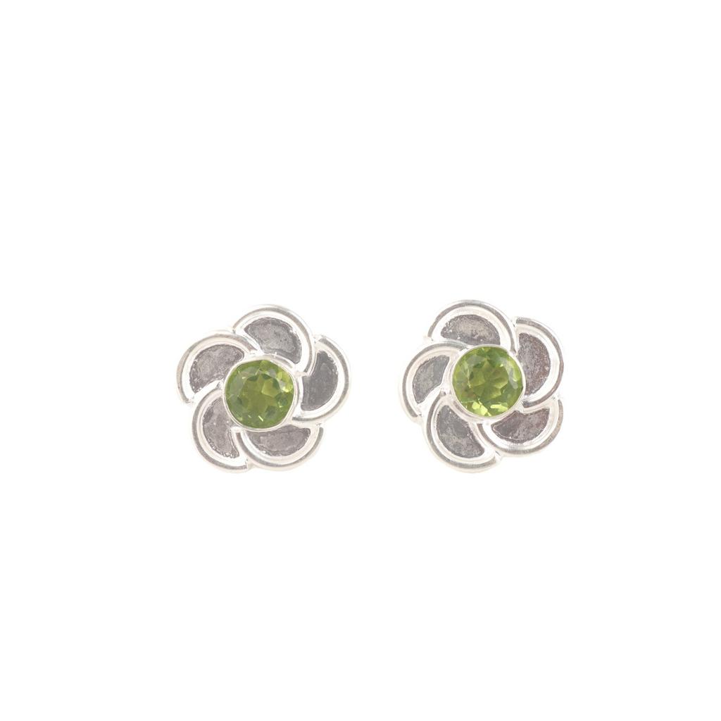 Natürlicher Peridot Edelstein 925 Sterling Silber Stecker Ohrringe Für Damen EE-157-2