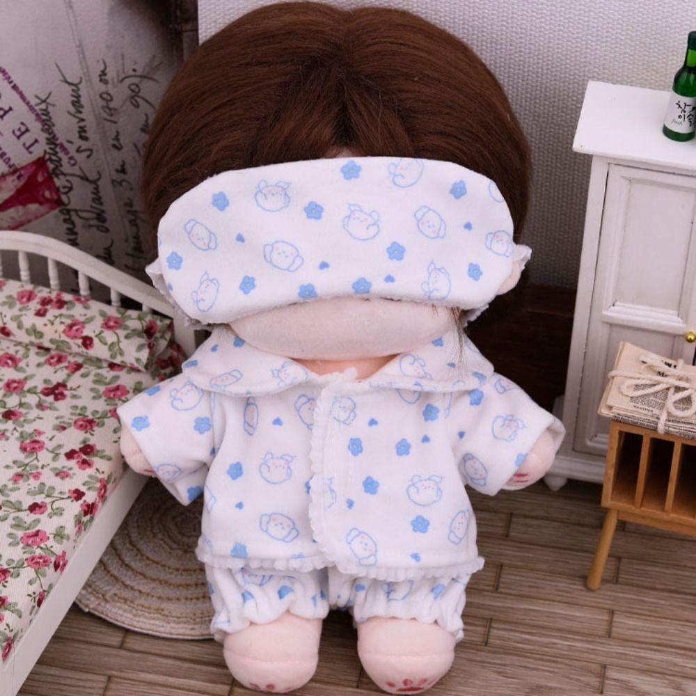20cm Doll Pajamas Suit Shirt Shorts Patch Mini Blouse Pants Set Doll Clothes  Cotton Stuffed Doll