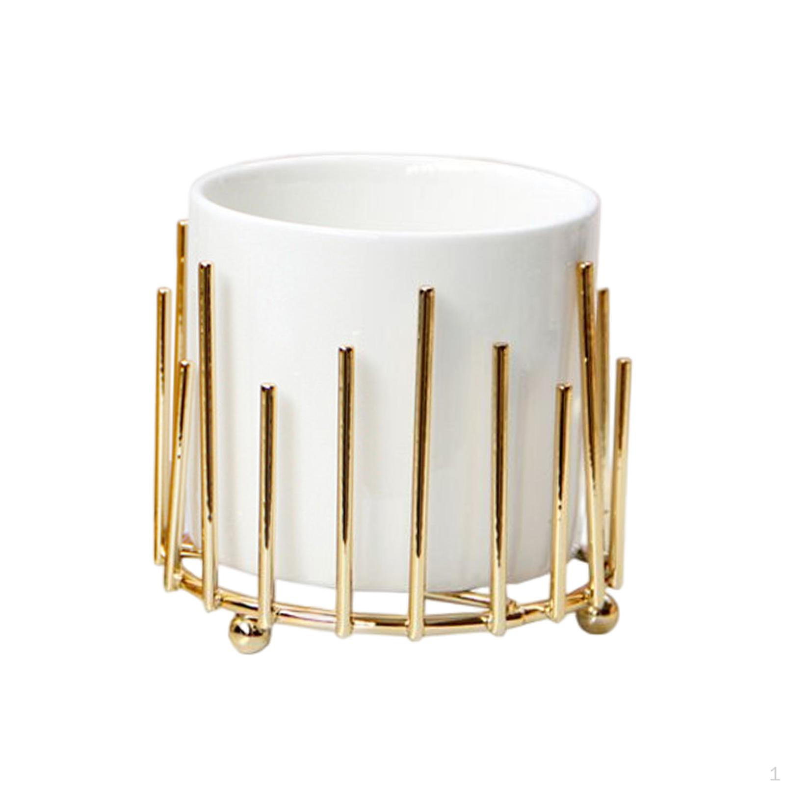 

Ceramic Makeup Brush Holder Pencil Cup Multiuse Desktop Organizer Pen for Vanity S_Aureate