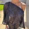 2026 Women's Fashion Sequin Knit Sun Protection Shawl Top – European American Beach Style