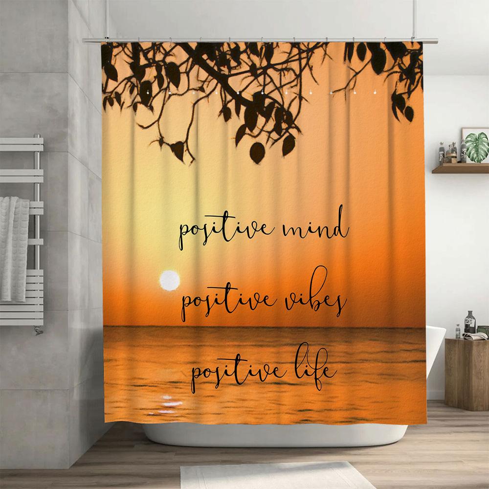 Forest Green Shower Curtain White Bath Rug Bathtub Liner with Rod Waterproof Fabric Decorative Shower Cover for Home Bathrooms