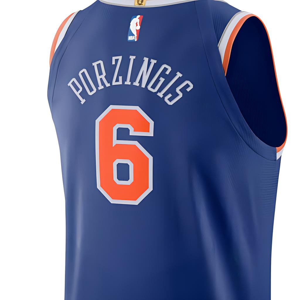 Nike New York Knicks Kristaps Porzingis Authentic Jersey Icon Edition Basketball Jersey Men's Dark Blue AV2676-495