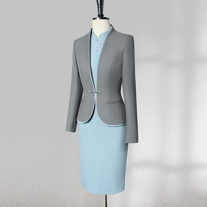 Treluoman Women's New Chinese Style Professional Suit Set