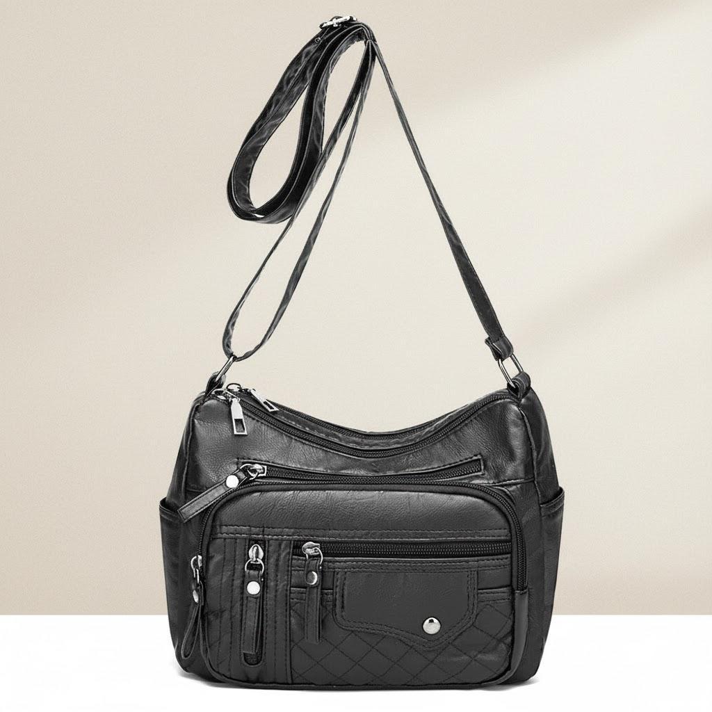 

Fashionable PU Leather Crossbody Bag for Women Soft Stylish Multi Pocket Adjustable Strap Shoulder Bag чорний